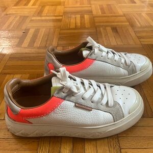 Tory Burch White and Orange Sneakers